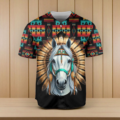 HD250424M19 Horse Native American Baseball Jersey