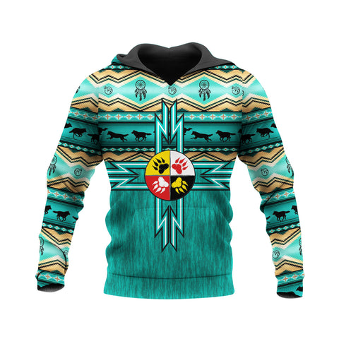 HD250522M01 Medicine Wheel Bear Paw Native American Pride 3D Hoodie