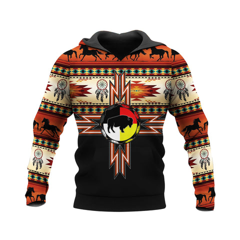 HD250522M07 Medicine Wheel Bison Native American Pride 3D Hoodie