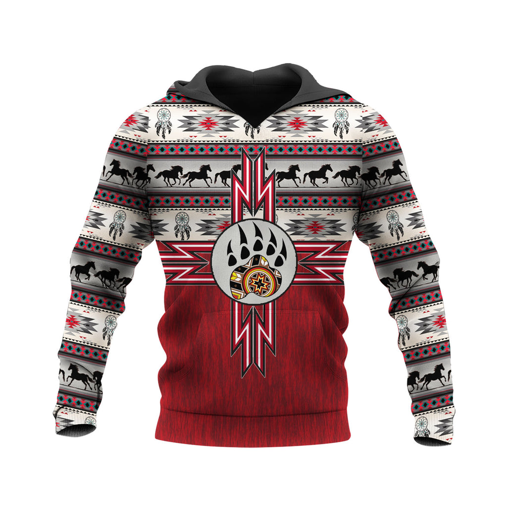 HD250522M12 Bear Paw Native American Pride 3D Hoodie