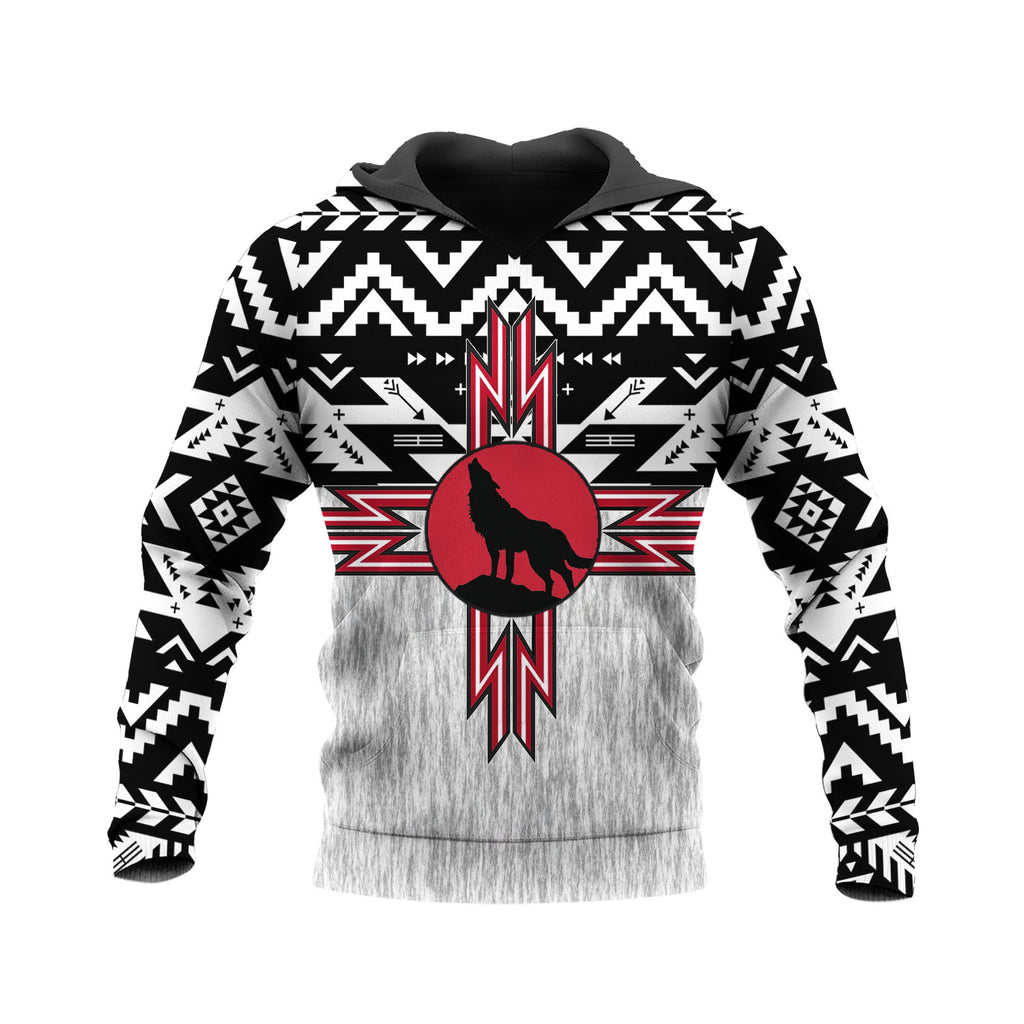 HD250522M14 Howling Wolf Native American Pride 3D Hoodie