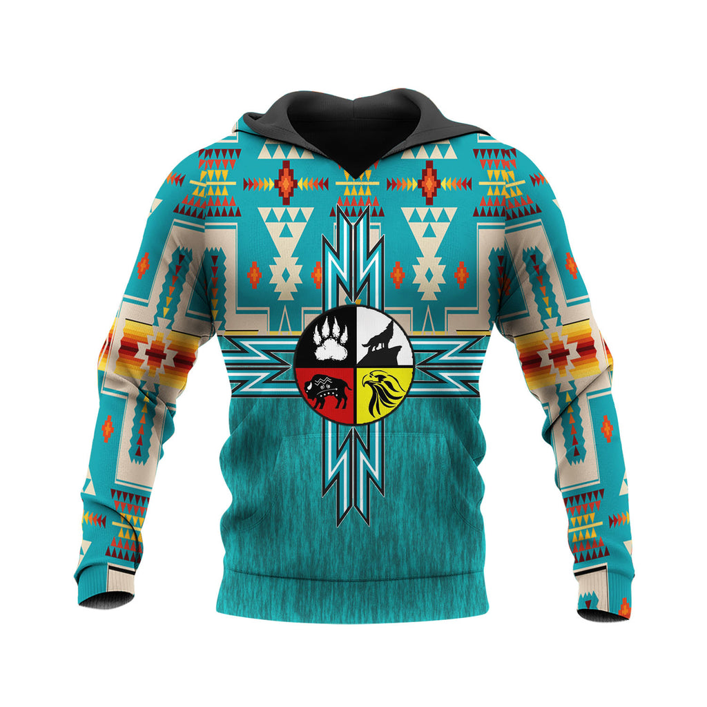 HD250522M15 Medicine Wheel Animals Native American Pride 3D Hoodie