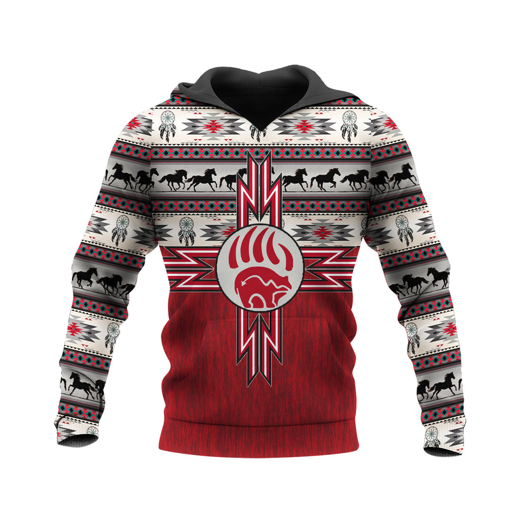 HD250522M16 Bear Paw Native American Pride 3D Hoodie