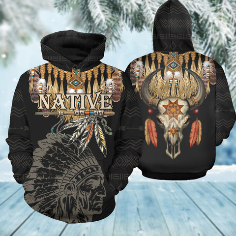HD250919M09 Chief Bison Native American 3D Hoodie