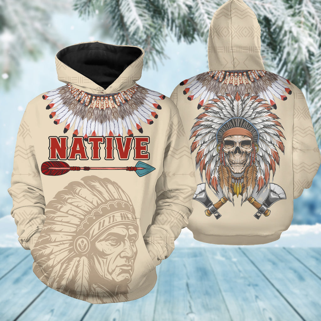 HD250919M16 Chief Skull Native American 3D Hoodie