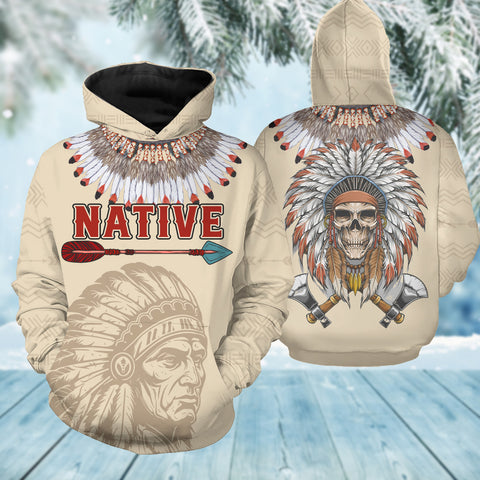 HD250919M16 Chief Skull Native American 3D Hoodie