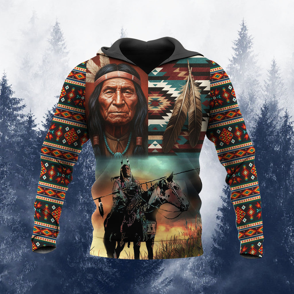 HD251028M06 Chief and Flag Native American 3D Hoodie
