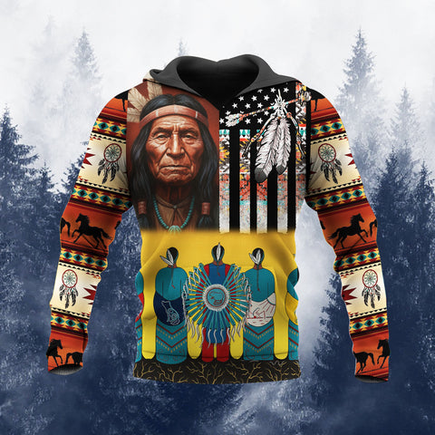 HD251028M09 Chief Native American 3D Hoodie