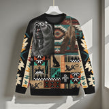 HD251028M10 Native American Unisex Drop-shoulder Knitted Fleece Sweater