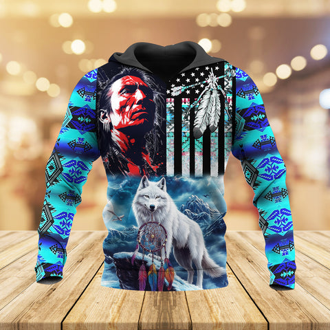 HD251028M12 Chief and Flag Native American 3D Hoodie