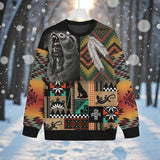 HD251030M02 Native American Unisex Drop-shoulder Knitted Fleece Sweater