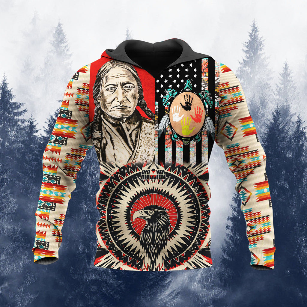 HD251030M14 Chief and Turtle Flag Native American 3D Hoodie