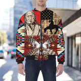 HD251030M15 Chief Native American Bomber Jacket With Sleeve Pocket