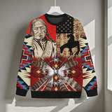 HD251030M15 Native American Unisex Drop-shoulder Knitted Fleece Sweater