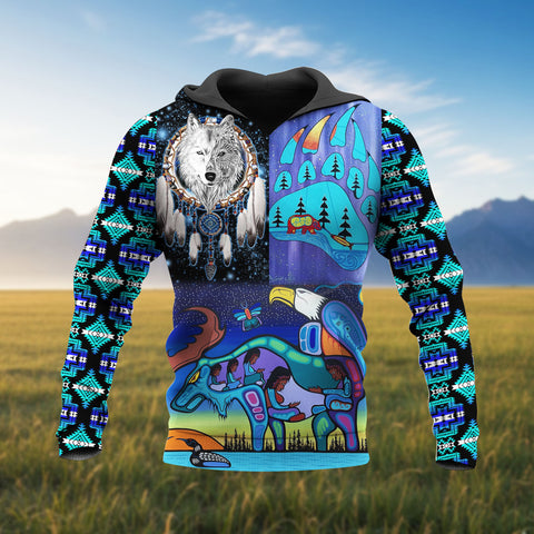 HD251101M03 Animals Native American 3D Hoodie