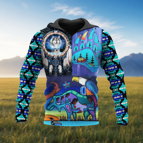HD251101M04 Animals v2 Native American 3D Hoodie