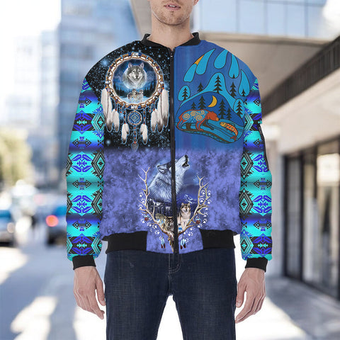 HD251101M05 Chief Native American Bomber Jacket With Sleeve Pocket