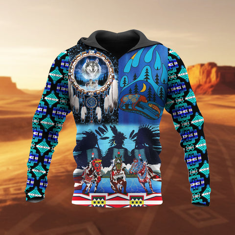 HD251101M06 Wolf v2 Native American 3D Hoodie