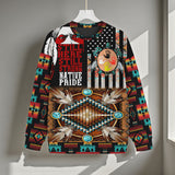 HD251101M11 Native American Unisex Drop-shoulder Knitted Fleece Sweater