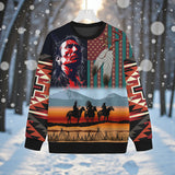 HD251101M13 Native American Unisex Drop-shoulder Knitted Fleece Sweater