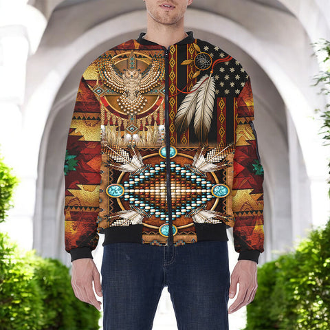 HD251101M14 Native American Bomber Jacket With Sleeve Pocket