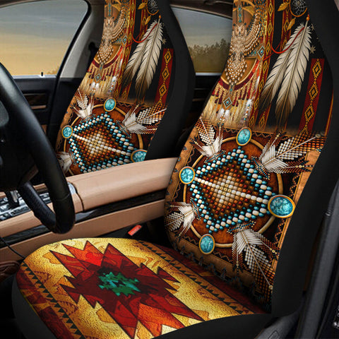 HD251101M14 Owl and Flag Native American Car seat cover