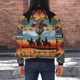 HD251103M08 Bison Native American Bomber Jacket With Sleeve Pocket