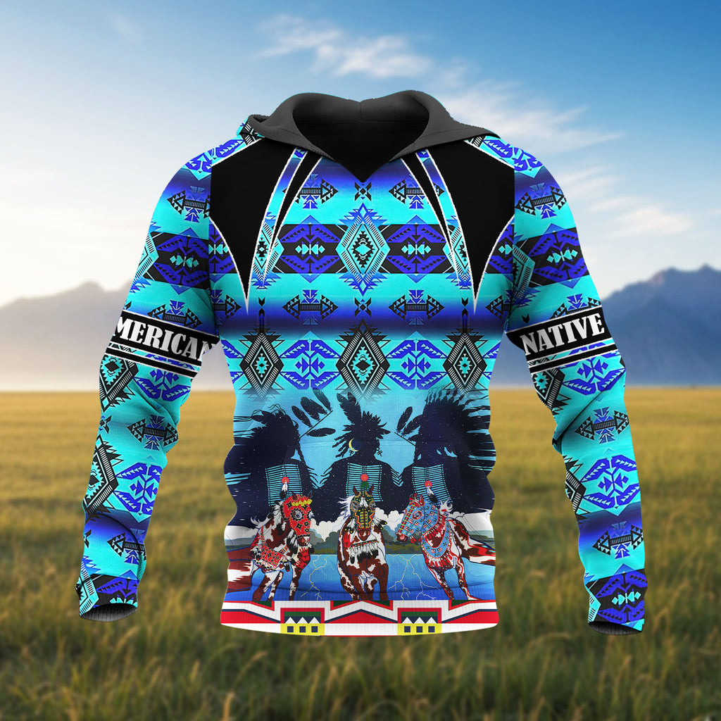 HD251103M09 Horse Chief Native American 3D Hoodie