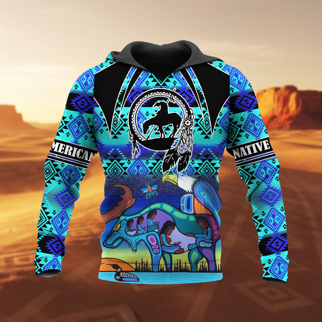 HD251103M13 Animals Native American 3D Hoodie