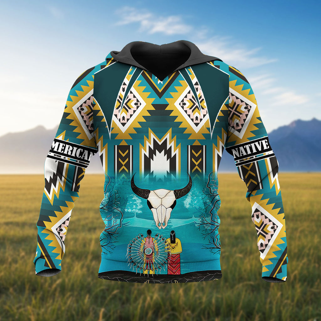 HD251103M17 Bison Chief Native American 3D Hoodie