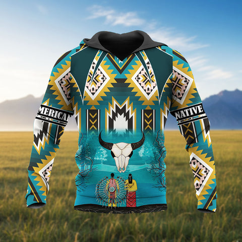 HD251103M17 Bison Chief Native American 3D Hoodie