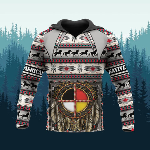 HD251103M20 Running Horses Native American 3D Hoodie