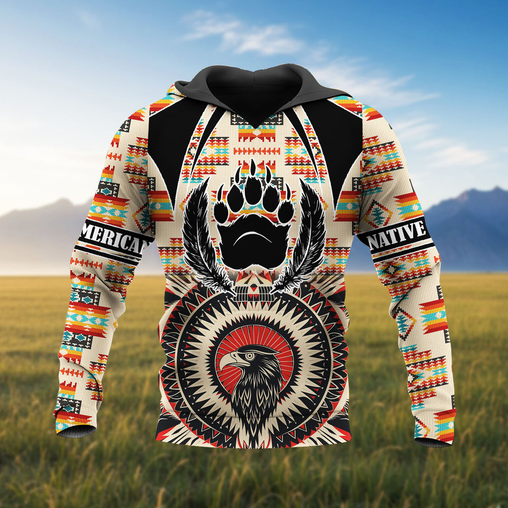 HD251103M21 Bear Claws Chief Native American 3D Hoodie