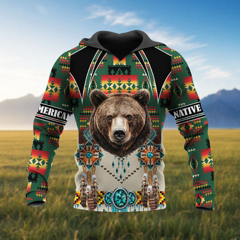 HD251104M05 Bear Chief Native American 3D Hoodie