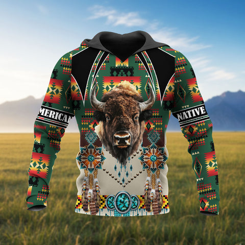 HD251104M07 Bison Chief Native American 3D Hoodie