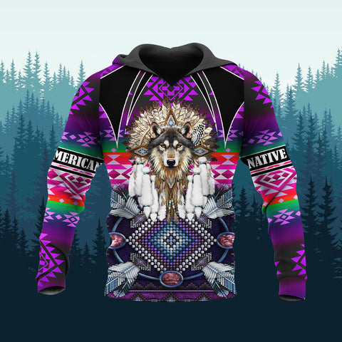 HD251104M10 Chief Wolf Native American 3D Hoodie