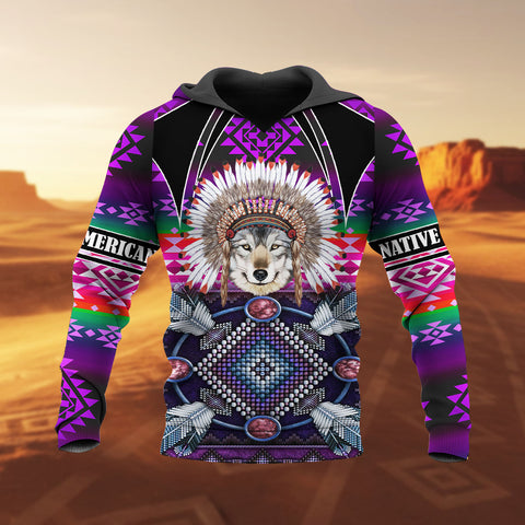 HD251104M13 Chief Wolf Native American 3D Hoodie