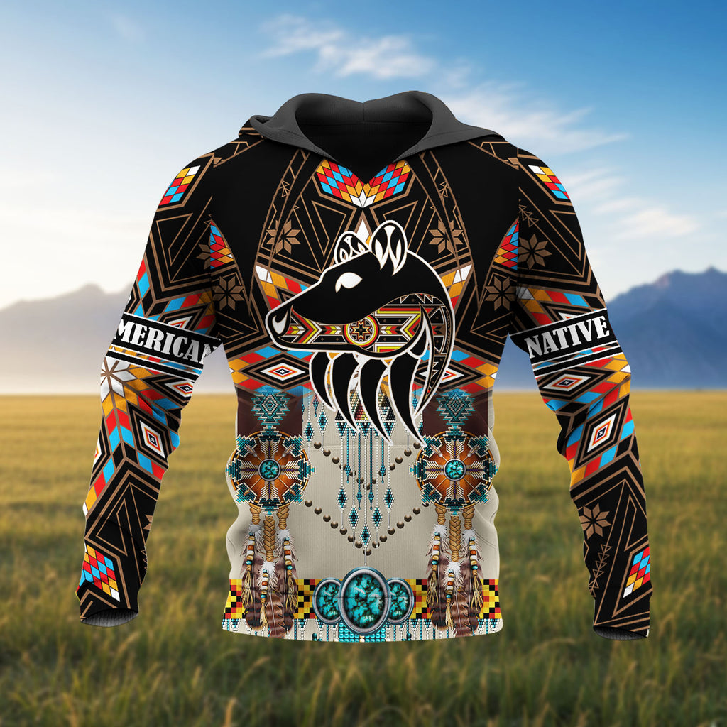 HD251104M15 Bear Native American 3D Hoodie
