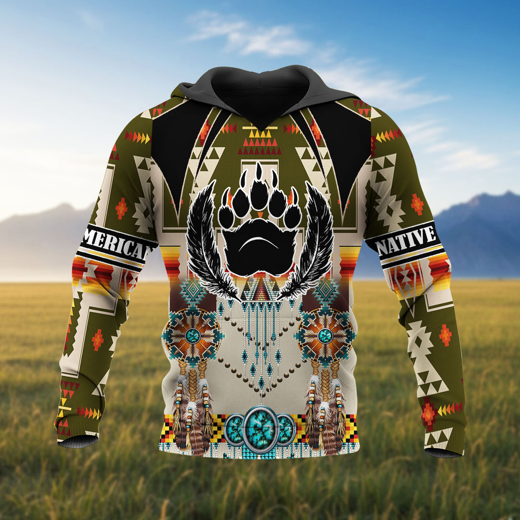 HD251104M16 Bear Claws Native American 3D Hoodie