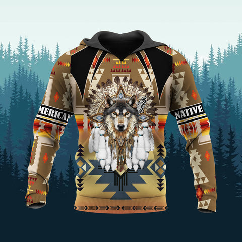 HD251104M20 Chief Wolf Native American 3D Hoodie