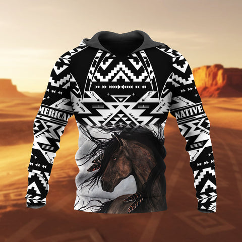 HD251105M01 Horse Native American 3D Hoodie