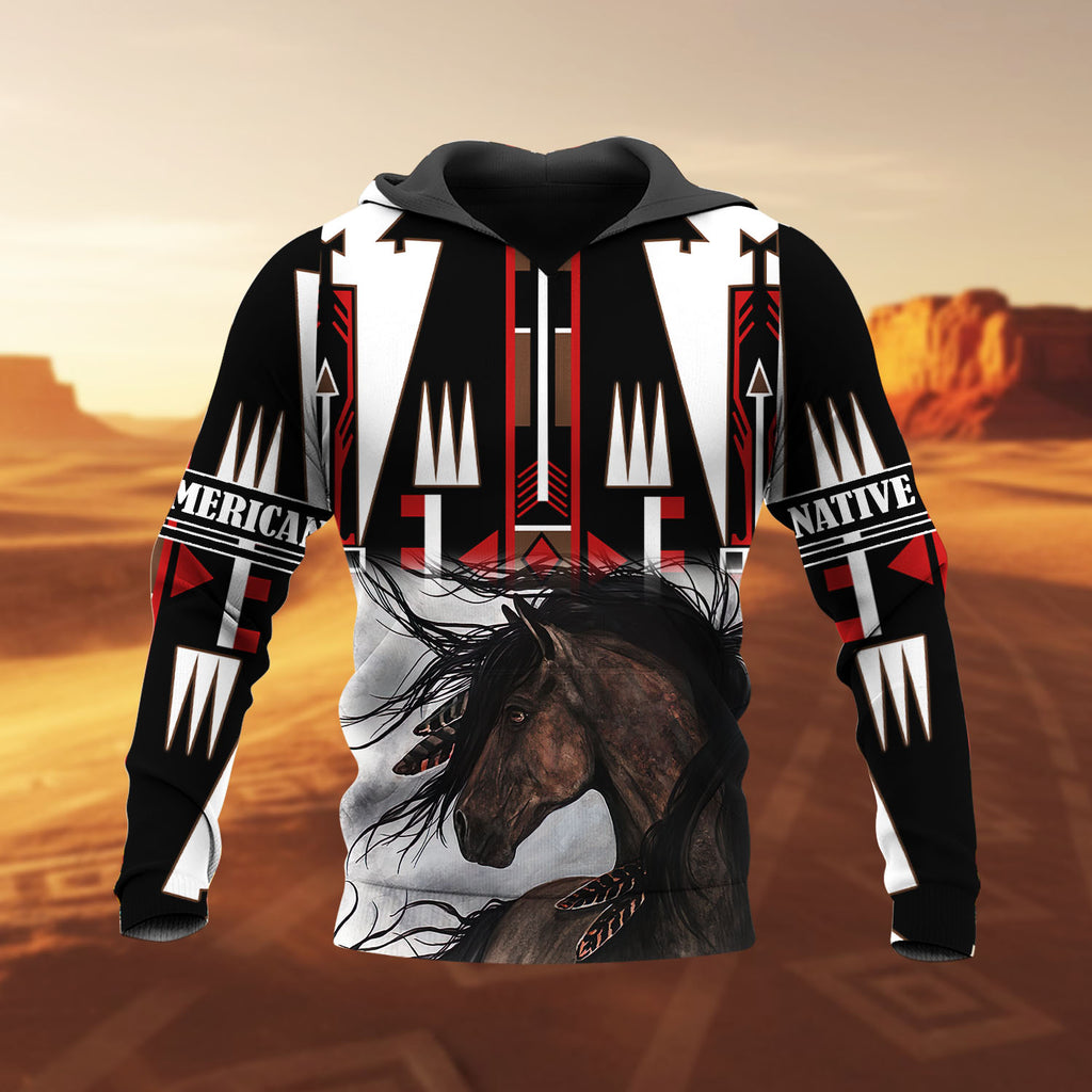 HD251105M02 Horse Native American 3D Hoodie