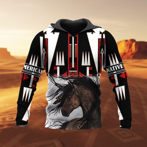 HD251105M02 Horse Native American 3D Hoodie