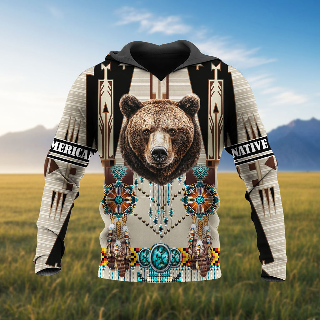 HD251105M04 Bear Native American 3D Hoodie