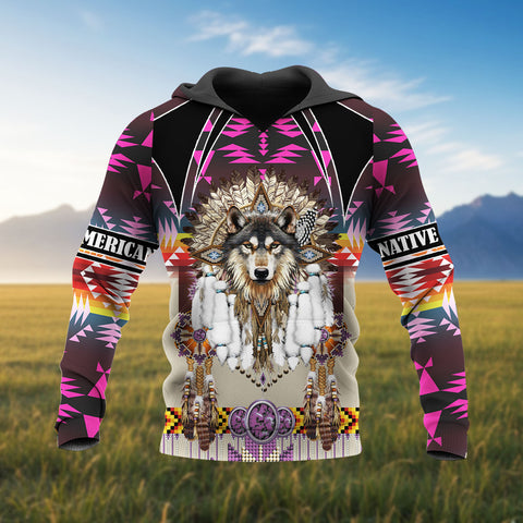 HD251105M07 Wolf Chief Native American 3D Hoodie