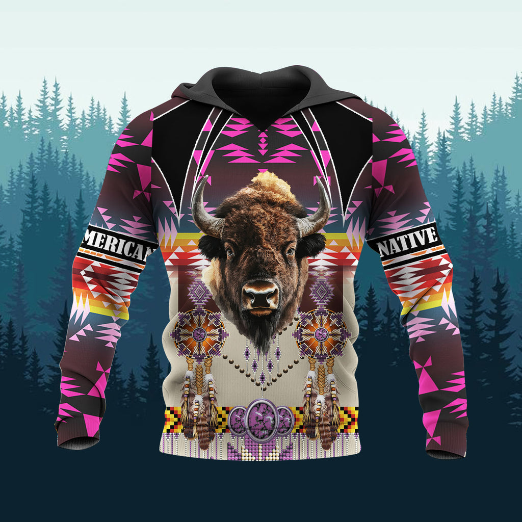 HD251105M08 Bison Native American 3D Hoodie