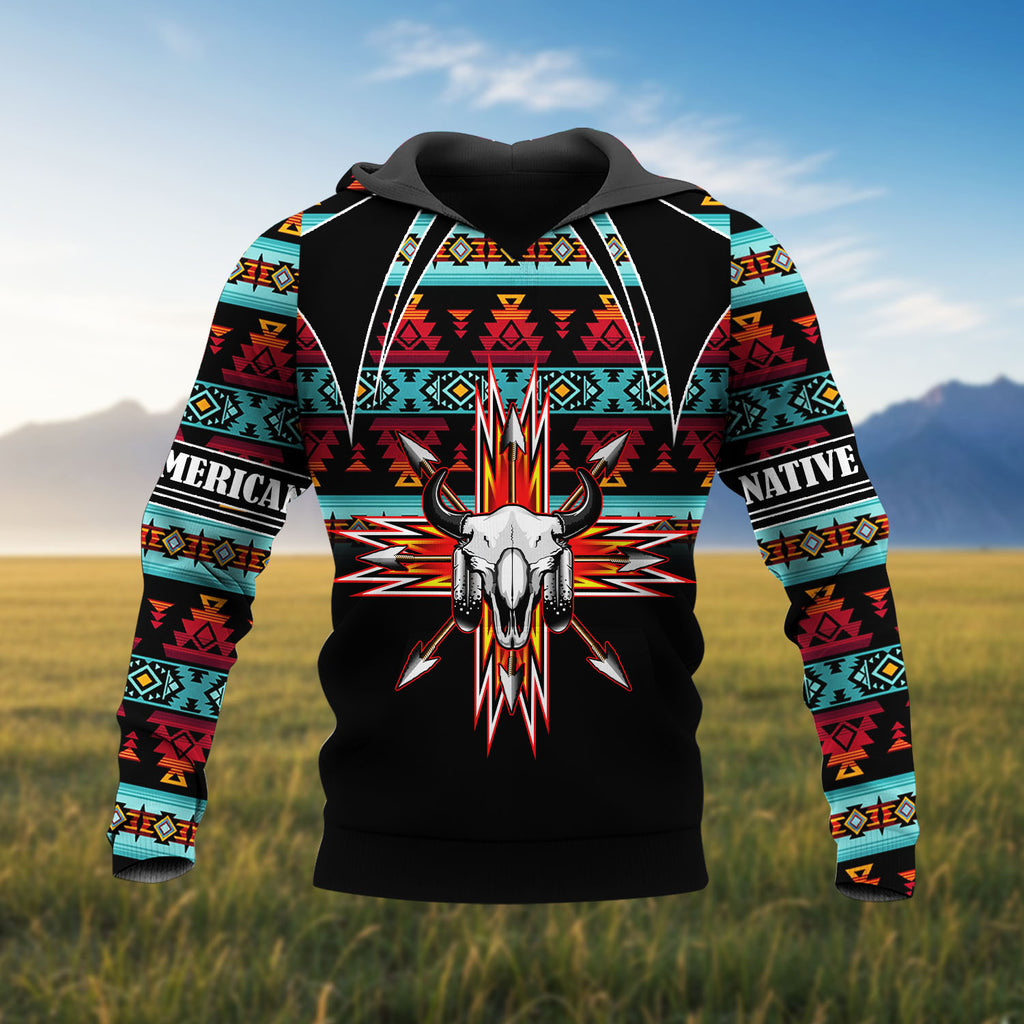 HD251105M18 Bison Native American 3D Hoodie