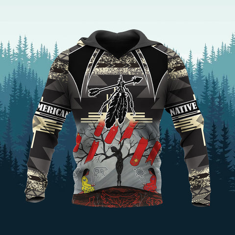 HD251105M20 Feather Native American 3D Hoodie