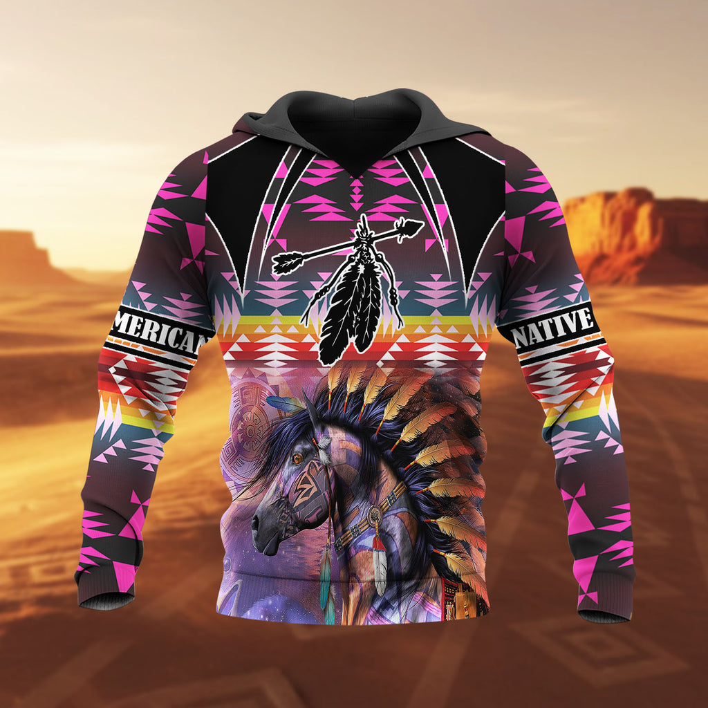 HD251106M11 Horse Native American 3D Hoodie