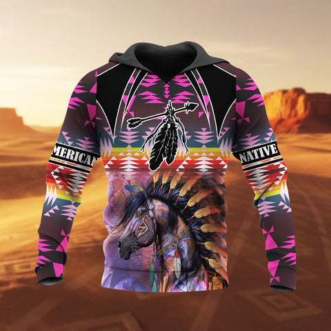 HD251106M11 Horse Native American 3D Hoodie
